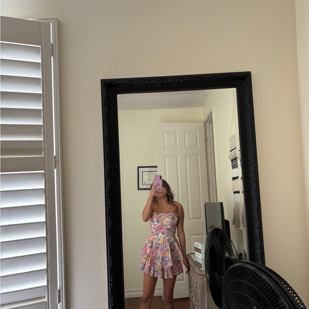 Selfie Leslie Floral Mini romper Dress - Pink and Purple - Picture 6 of 7